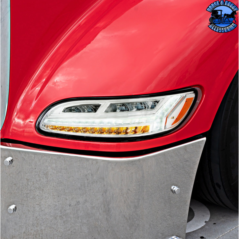 6 LED HEADLIGHT FOR PETERBILT 386 (2006-2016) & 387 (2000-2011) (Choose Color) (Choose Side) HEADLIGHT Chrome / Driver's Side,Chrome / Passenger's Side,Black / Driver's Side,Black / Passenger's Side Rosy Brown