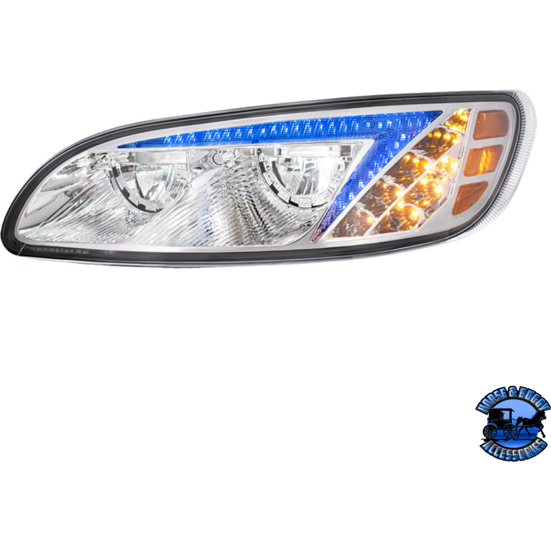 LED HEADLIGHT WITH COLOR CHANGING POSITION LIGHT BAR FOR PETERBILT 386 (2005-2015) & 387 (1999-2010) (Choose Color) (Choose Side) HEADLIGHT Chrome / Driver's Side,Chrome / Passenger's Side,Black / Driver's Side,Black / Passenger's Side Light Gray