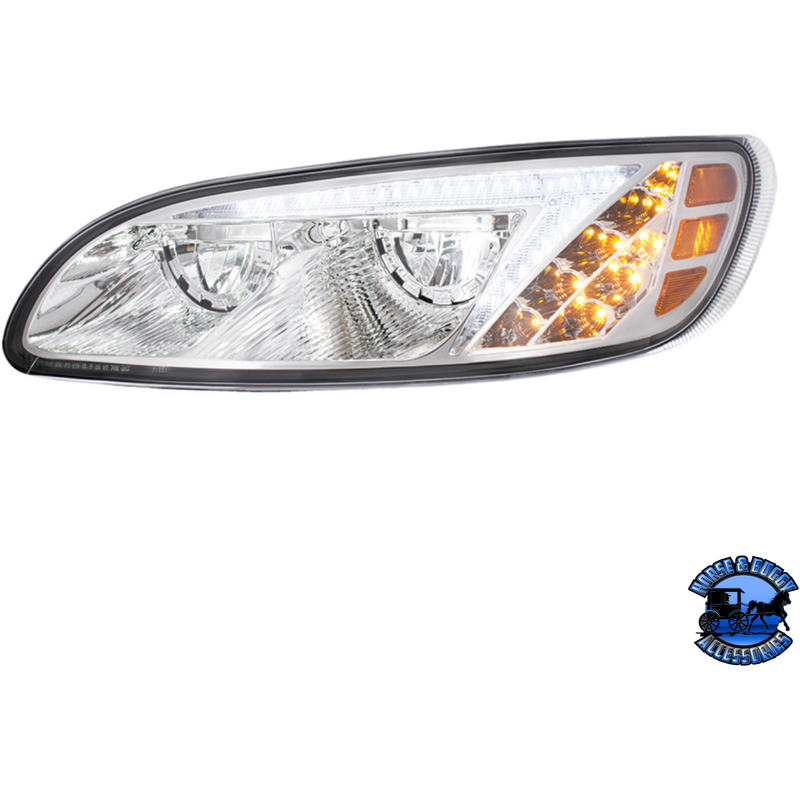 LED HEADLIGHT WITH COLOR CHANGING POSITION LIGHT BAR FOR PETERBILT 386 (2005-2015) & 387 (1999-2010) (Choose Color) (Choose Side) HEADLIGHT Chrome / Driver's Side,Chrome / Passenger's Side,Black / Driver's Side,Black / Passenger's Side Light Gray