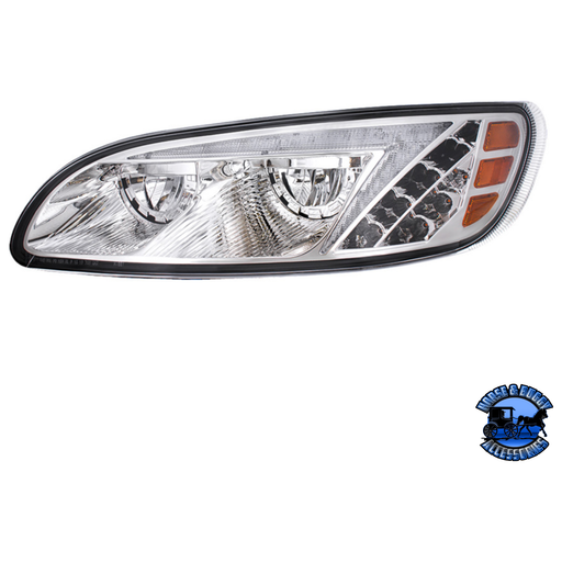 LED HEADLIGHT WITH COLOR CHANGING POSITION LIGHT BAR FOR PETERBILT 386 (2005-2015) & 387 (1999-2010) (Choose Color) (Choose Side) HEADLIGHT Chrome / Driver's Side,Chrome / Passenger's Side,Black / Driver's Side,Black / Passenger's Side Gray