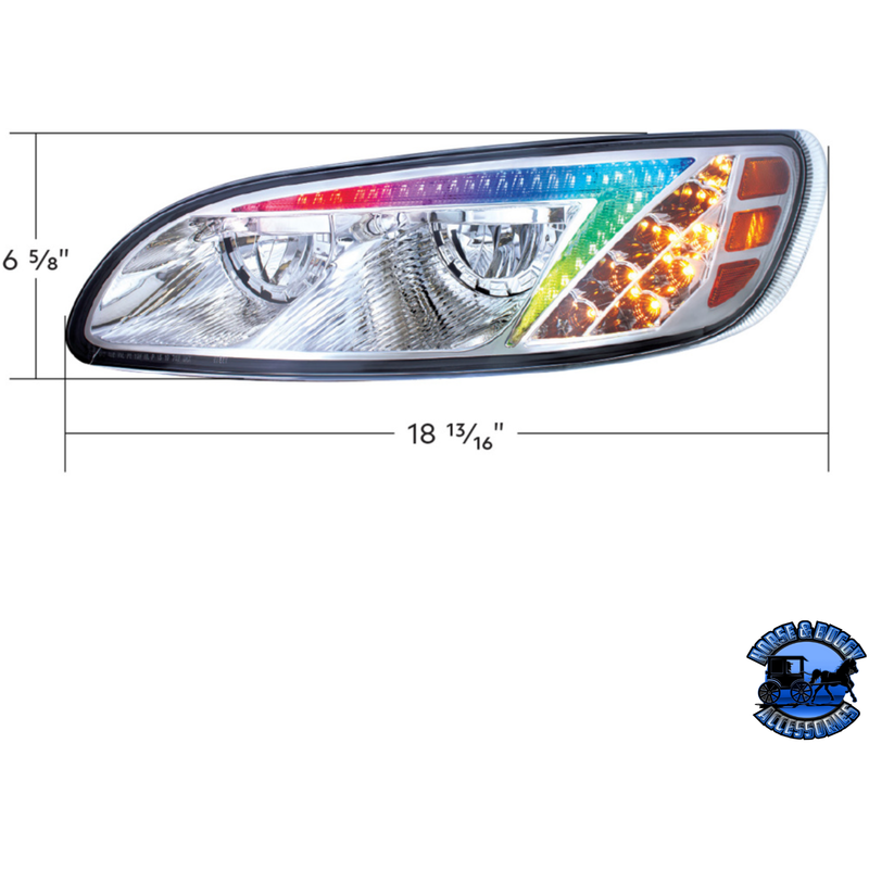 LED HEADLIGHT WITH COLOR CHANGING POSITION LIGHT BAR FOR PETERBILT 386 (2005-2015) & 387 (1999-2010) (Choose Color) (Choose Side) HEADLIGHT Chrome / Driver's Side,Chrome / Passenger's Side,Black / Driver's Side,Black / Passenger's Side Gray