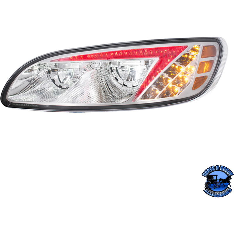 LED HEADLIGHT WITH COLOR CHANGING POSITION LIGHT BAR FOR PETERBILT 386 (2005-2015) & 387 (1999-2010) (Choose Color) (Choose Side) HEADLIGHT Chrome / Driver's Side,Chrome / Passenger's Side,Black / Driver's Side,Black / Passenger's Side Light Gray