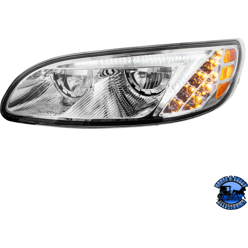 LED HEADLIGHT FOR PETERBILT 386 (2005-2015) & 387 (1999-2010) (Choose Side) (Choose Color) HEADLIGHT Chrome / Driver's Side Gray