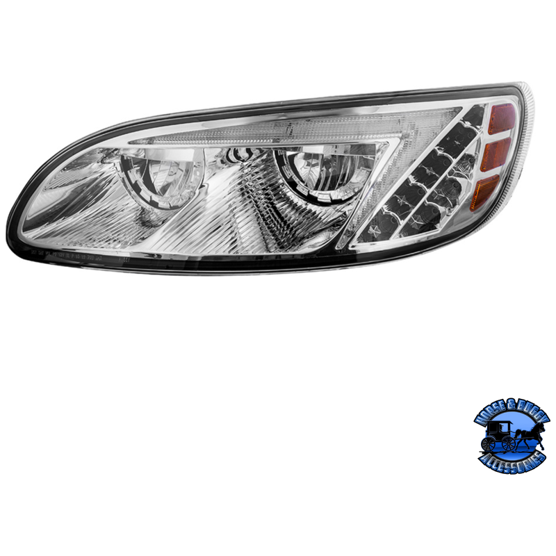 LED HEADLIGHT FOR PETERBILT 386 (2005-2015) & 387 (1999-2010) (Choose Side) (Choose Color) HEADLIGHT Chrome / Driver's Side,Chrome / Passenger's Side,Black / Driver's Side,Black / Passenger's Side Dark Gray