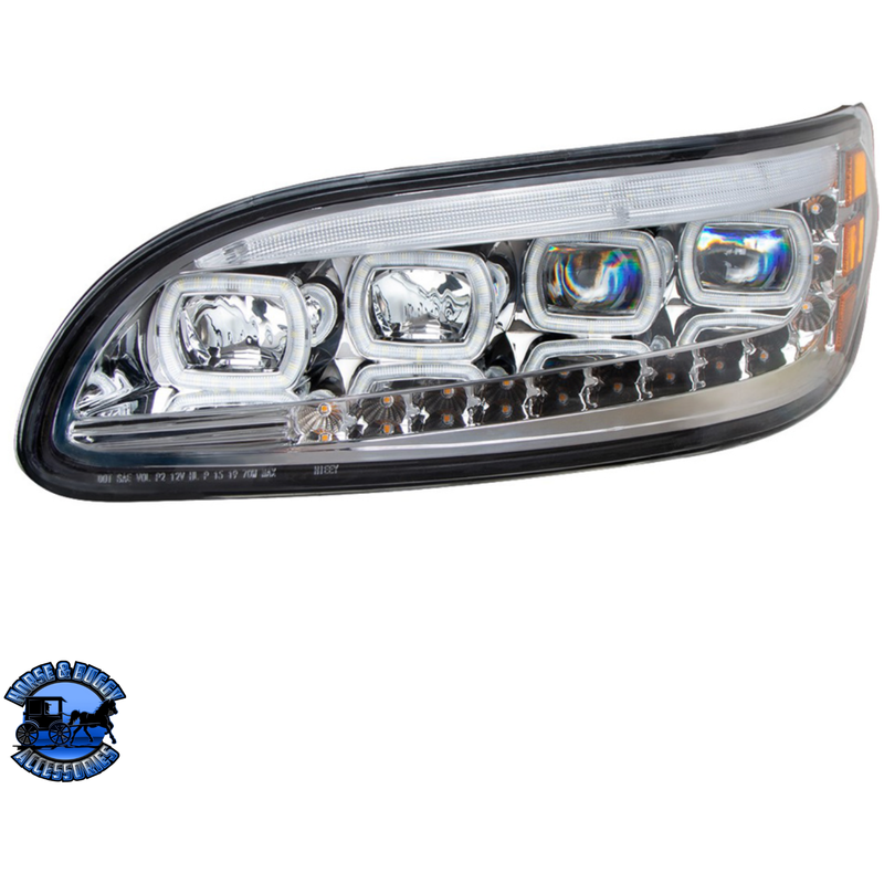 QUAD-LED HEADLIGHT WITH LED DRL & SEQ. SIGNAL FOR 2005-2015 PETERBILT 386 (Choose Color) (Choose Side) HEADLIGHT Chrome / Driver's Side,Chrome / Passenger's Side,Black / Driver's Side,Black / Passenger's Side Gray