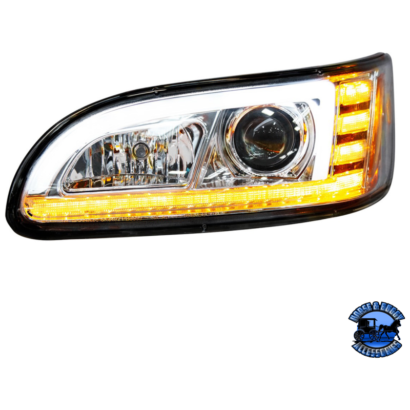 PROJECTION HEADLIGHT WITH LED SEQUENTIAL TURN & DRL FOR 2005-2015 PETERBILT 386 (Choose Color) (Choose Side) HEADLIGHT Chrome / Driver's Side,Chrome / Passenger's Side,Black / Driver's Side,Black / Passenger's Side Rosy Brown