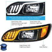 LED HEADLIGHT WITH LED TURN, POSITION, & DRL FOR PETERBILT 386 (2005-2015) & 387 (1999-2010) (Choose Color) (Choose Side) HEADLIGHT Black / Driver's Side,Black / Passenger's Side,Chrome / Driver's Side,Chrome / Passenger's Side Tan