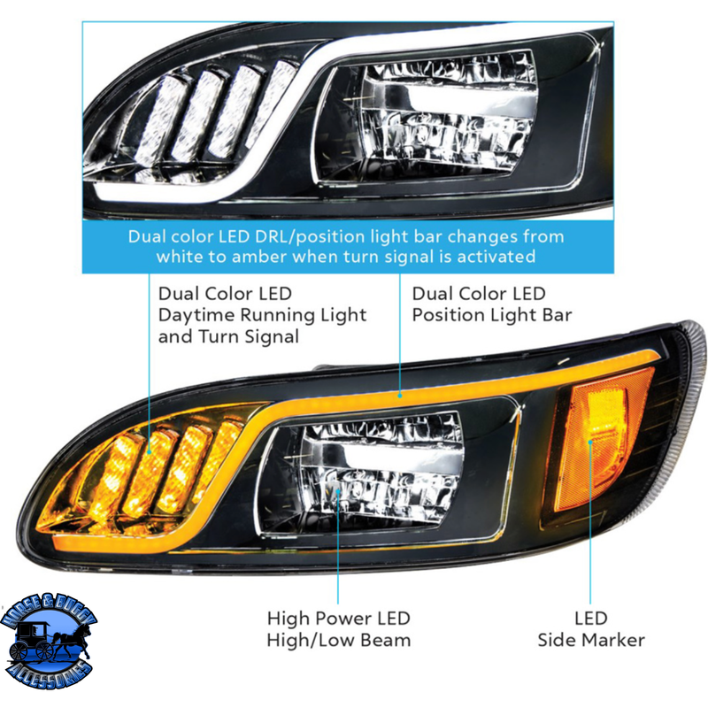LED HEADLIGHT WITH LED TURN, POSITION, & DRL FOR PETERBILT 386 (2005-2015) & 387 (1999-2010) (Choose Color) (Choose Side) HEADLIGHT Black / Driver's Side,Black / Passenger's Side,Chrome / Driver's Side,Chrome / Passenger's Side Tan