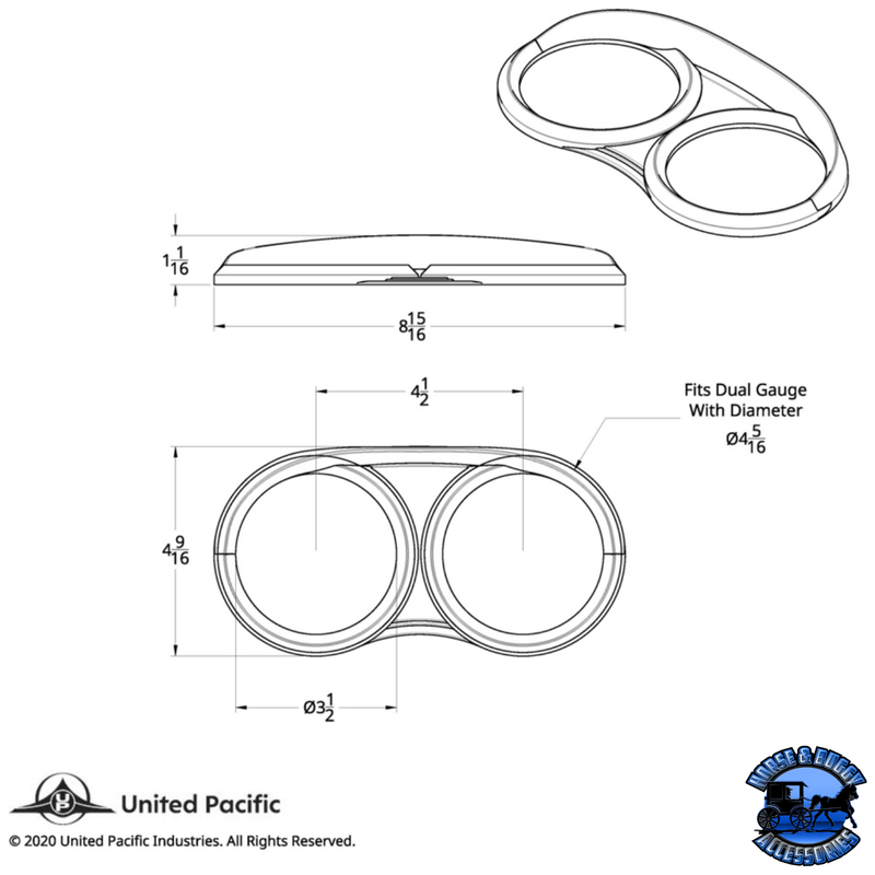 DUAL GAUGE CLUSTER BEZEL WITH VISOR FOR 2006+ PETERBILT #41254 Gauge Bezel Light Gray