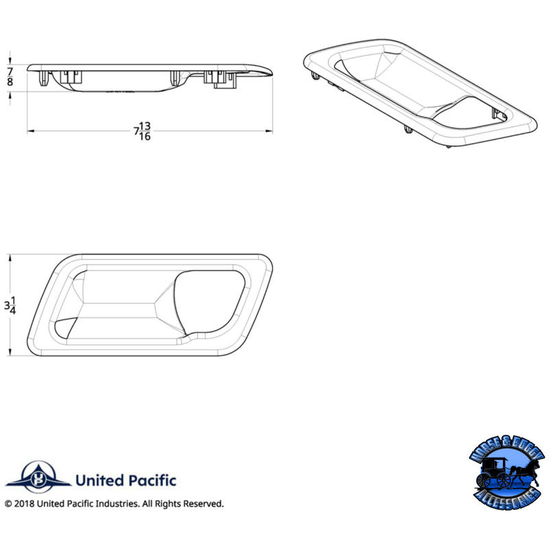 CHROME INTERIOR DOOR HANDLE TRIM FOR PETERBILT 389 (2008-2023), 386 (2006-2016), AND 387 (2006-2011) (PAIR) #41182 DOOR TRIM Dark Slate Gray