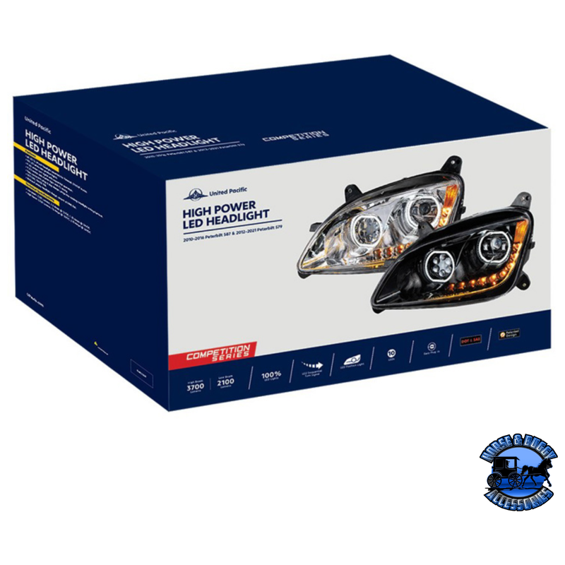 10 LED HEADLIGHT FOR PETERBILT 587 (2010-2016) & 579 (2012-2021) (Choose Color) (Choose Side) HEADLIGHT Chrome / Driver's Side,Chrome / Passenger's Side,Black / Driver's Side,Black / Passenger's Side Midnight Blue