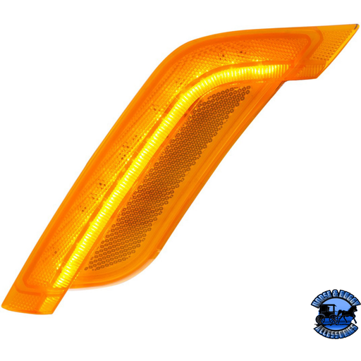 12 AMBER LED FENDER TURN SIGNAL LIGHT FOR PETERBILT 579 (2012-2021) & 587 (2012-2018) (Choose Color) (Choose Side) FENDER LIGHT Amber Lens / Driver's Side Dark Orange