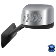 CHROME PLASTIC HOOD MIRROR ASSEMBLY WITH SEQUENTIAL LED TURN SIGNALS FOR 2018-2024 INTERNATIONAL LT (Choose Side) Hood Mirror Driver's Side,Passenger's Side Light Slate Gray