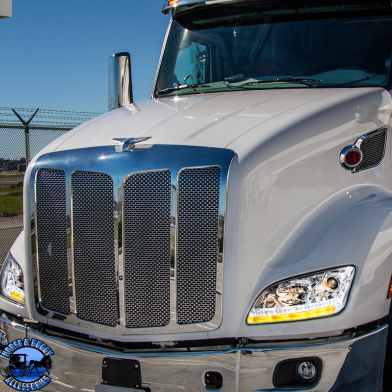 PROJECTION HEADLIGHT WITH LED SEQUENTIAL TURN AND DRL FOR 2012-2021 PETERBILT 579 (Choose Color) (Choose Side) HEADLIGHT Chrome / Driver's Side,Chrome / Passenger's Side,Black / Driver's Side,Black / Passenger's Side Slate Gray