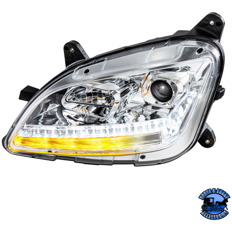 PROJECTION HEADLIGHT WITH LED SEQUENTIAL TURN AND DRL FOR 2012-2021 PETERBILT 579 (Choose Color) (Choose Side) HEADLIGHT Chrome / Driver's Side,Chrome / Passenger's Side,Black / Driver's Side,Black / Passenger's Side Light Gray