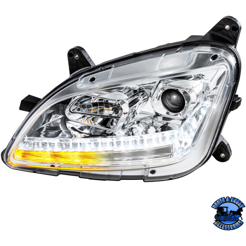 PROJECTION HEADLIGHT WITH LED SEQUENTIAL TURN AND DRL FOR 2012-2021 PETERBILT 579 (Choose Color) (Choose Side) HEADLIGHT Chrome / Driver's Side,Chrome / Passenger's Side,Black / Driver's Side,Black / Passenger's Side Light Gray