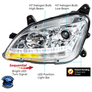 PROJECTION HEADLIGHT WITH LED SEQUENTIAL TURN AND DRL FOR 2012-2021 PETERBILT 579 (Choose Color) (Choose Side) HEADLIGHT Chrome / Driver's Side,Chrome / Passenger's Side,Black / Driver's Side,Black / Passenger's Side Light Gray