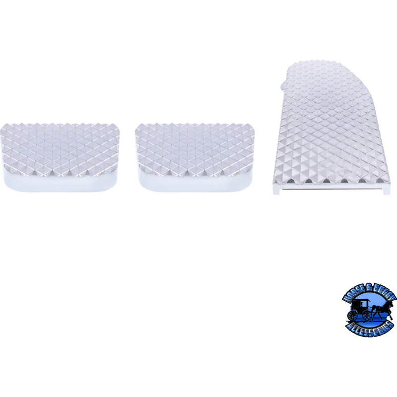 CHROME BILLET ALUMINUM DIAMOND PEDAL SET FOR 2014+ PETERBILT 567/579/587 #70369 pedal Light Gray