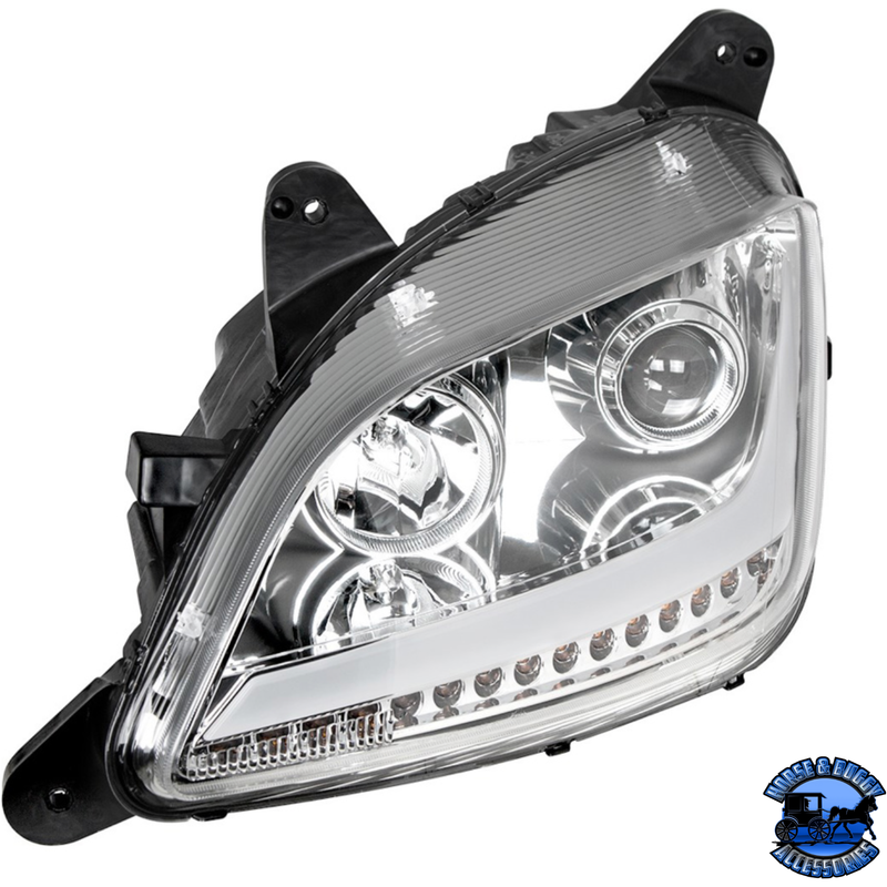 PROJECTION HEADLIGHT WITH LED POSITION LIGHT & SIGNAL FOR 2012-2021 PETERBILT 579 (Choose Color) (Choose Side) HEADLIGHT Chrome / Driver's Side,Chrome / Passenger's Side,Black / Driver's Side,Black / Passenger's Side Light Slate Gray