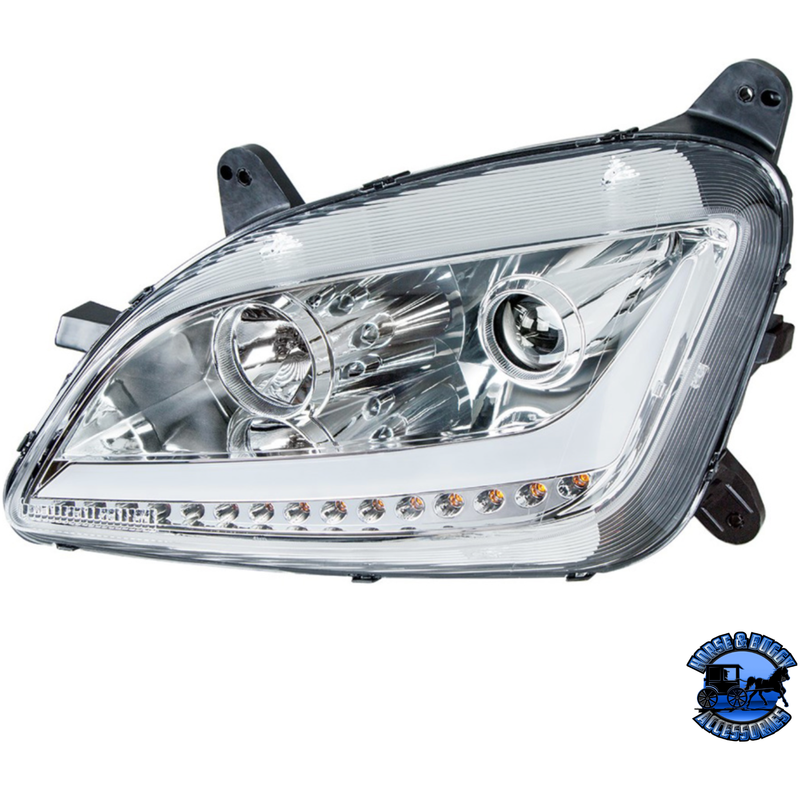 PROJECTION HEADLIGHT WITH LED POSITION LIGHT & SIGNAL FOR 2012-2021 PETERBILT 579 (Choose Color) (Choose Side) HEADLIGHT Chrome / Driver's Side,Chrome / Passenger's Side,Black / Driver's Side,Black / Passenger's Side Light Gray