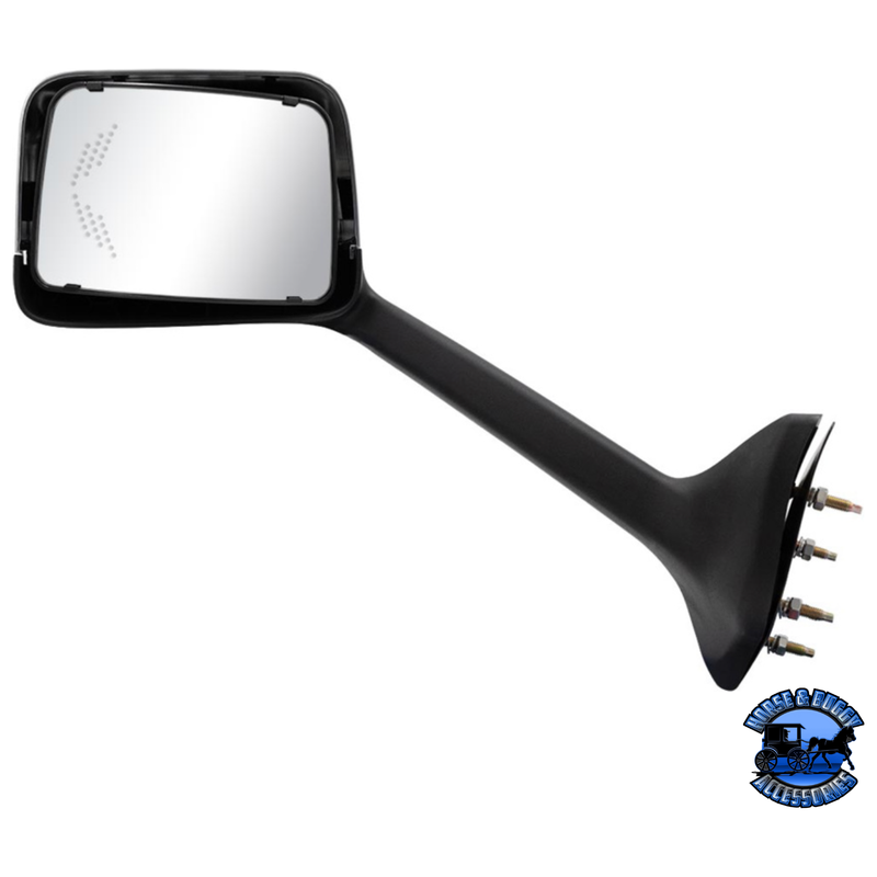 CHROME PLASTIC HOOD MIRROR ASSEMBLY WITH SEQUENTIAL LED TURN SIGNALS FOR 2018-2024 INTERNATIONAL LT (Choose Side) Hood Mirror Driver's Side,Passenger's Side Dark Slate Gray