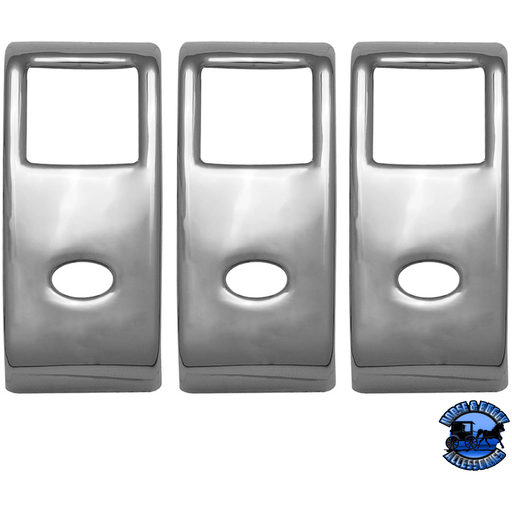 CHROME ROCKER SWITCH COVER FOR PETERBILT 579 (2013-2019) & 567 (2014-2018)- 2 OPENINGS (CARD OF 3) #41449 Switch Cover Slate Gray
