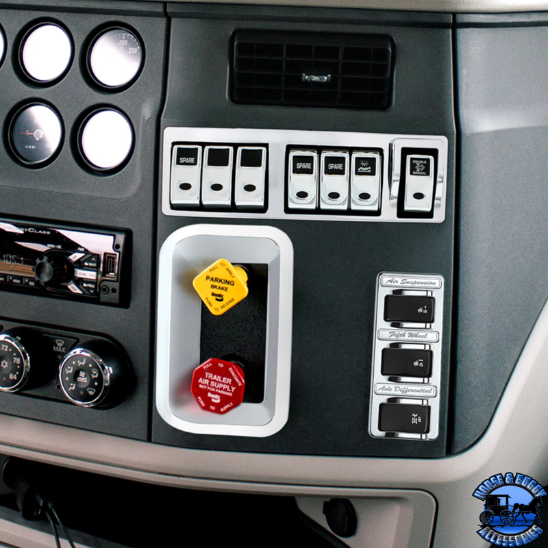 CHROME 3-ROCKER SWITCH COVER FOR PETERBILT 579 (2012-2019) & 567 (2014-2019)- 3 SWITCHES #41768 Switch Cover Dark Slate Gray