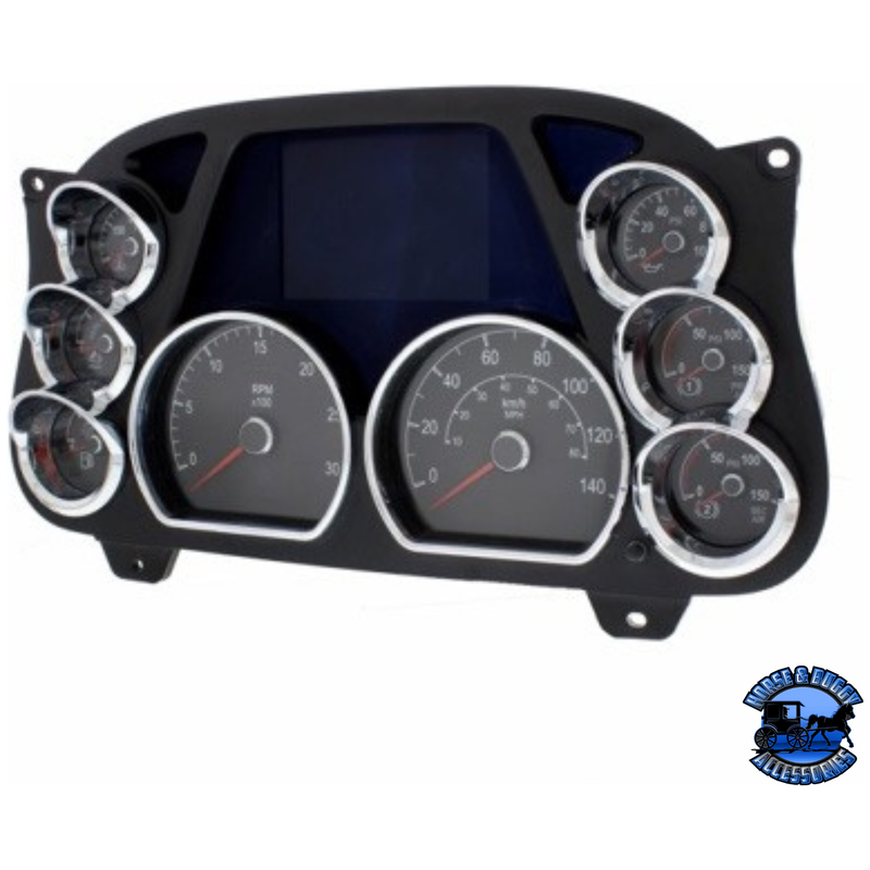 CHROME PLASTIC CENTER DASH 3-GAUGE CLUSTER BEZEL WITH VISOR FOR 2013-2021 PETERBILT 579-RIGHT #41755 Center Dash Dark Slate Gray