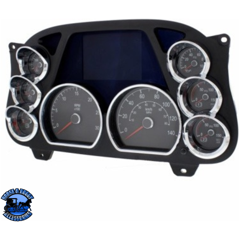 CHROME PLASTIC CENTER DASH 3-GAUGE CLUSTER BEZEL WITH VISOR FOR 2013-2021 PETERBILT 579-LEFT #41754 Center Dash Dark Slate Gray