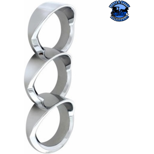 CHROME PLASTIC CENTER DASH 3-GAUGE CLUSTER BEZEL WITH VISOR FOR 2013-2021 PETERBILT 579-LEFT #41754 Center Dash Gray