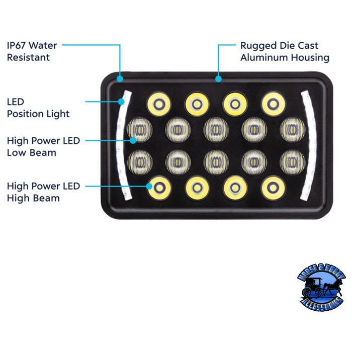 Wheat ULTRALIT - 18 High Power LED Rectangular Light With LED Position Light Bar #36449 LED Rectangular Light