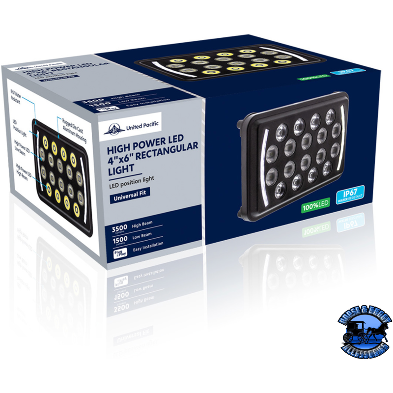 ULTRALIT - 18 High Power LED Rectangular Light With LED Position Light Bar #36449 LED Rectangular Light Midnight Blue