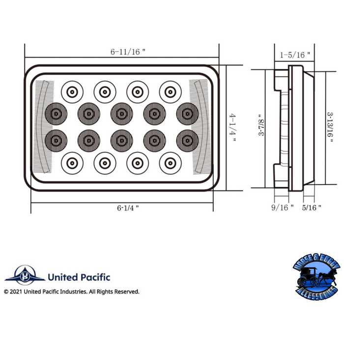 Light Gray ULTRALIT - 18 High Power LED Rectangular Light With LED Position Light Bar #36449 LED Rectangular Light