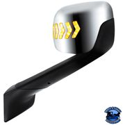 HOOD MIRROR ASSEMBLY W/LED LIGHTS ON MIRROR COVER & GLASS FOR 2018-2024 FREIGHTLINER CASCADIA (Choose Side) Hood Mirror Driver's Side,Passenger's Side Light Gray