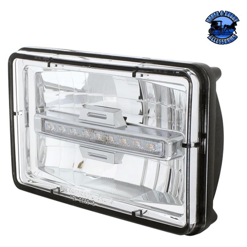 ULTRALIT - 4" X 6" RECTANGULAR LED HEADLIGHT WITH LED POSITION LIGHT (Choose Color) (Choose High or Low) LED Headlight Amber / Low,Amber / High,White / Low,White / High Light Gray