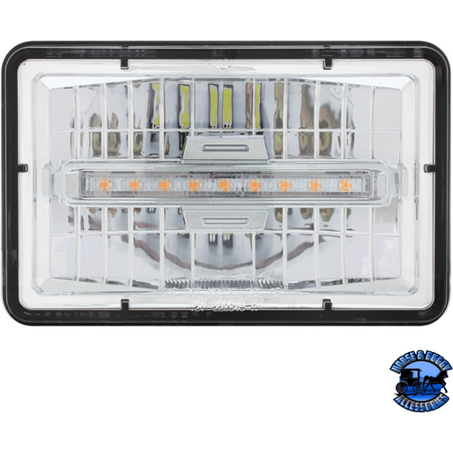 Light Gray ULTRALIT - 4" X 6" RECTANGULAR LED HEADLIGHT WITH LED POSITION LIGHT (Choose Color) (Choose High or Low) LED Headlight Amber / Low,Amber / High,White / Low,White / High