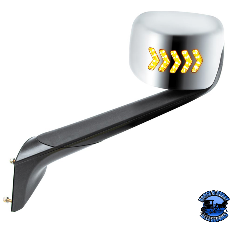 HOOD MIRROR ASSEMBLY W/LED LIGHTS ON MIRROR COVER & GLASS FOR 2018-2024 FREIGHTLINER CASCADIA (Choose Side) Hood Mirror Driver's Side Dark Slate Gray