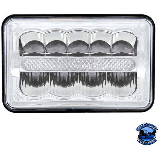 Light Gray ULTRALIT - 9 HIGH POWER LED 4" X 6" RECTANGULAR LIGHT WITH WHITE POSITION LIGHT BAR #34125 High Power LED