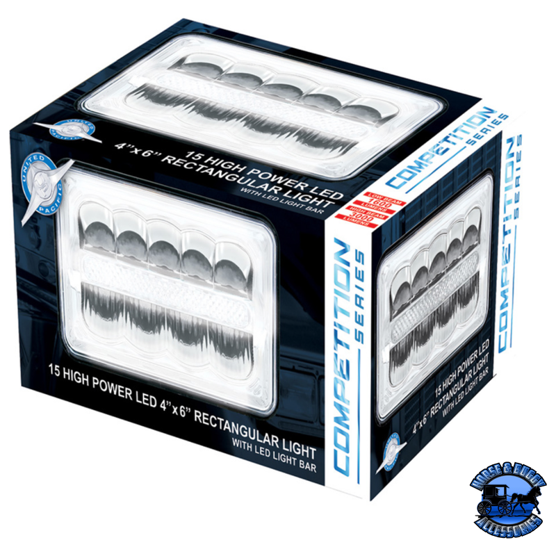 ULTRALIT - 9 HIGH POWER LED 4" X 6" RECTANGULAR LIGHT WITH WHITE POSITION LIGHT BAR #34125 High Power LED Lavender