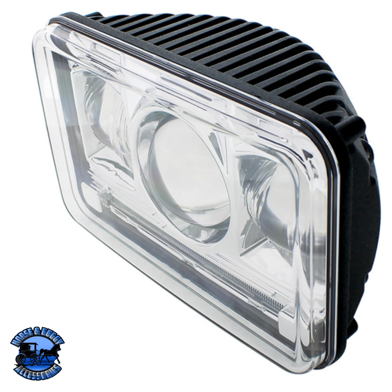 ULTRALIT - 11 HIGH POWER LED 4" X 6" PROJECTION HEADLIGHT (Choose High or Low) LED Headlight Low Beam,High Beam Light Gray