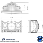 ULTRALIT - 11 HIGH POWER LED 4" X 6" PROJECTION HEADLIGHT (Choose High or Low) LED Headlight Low Beam,High Beam Light Gray