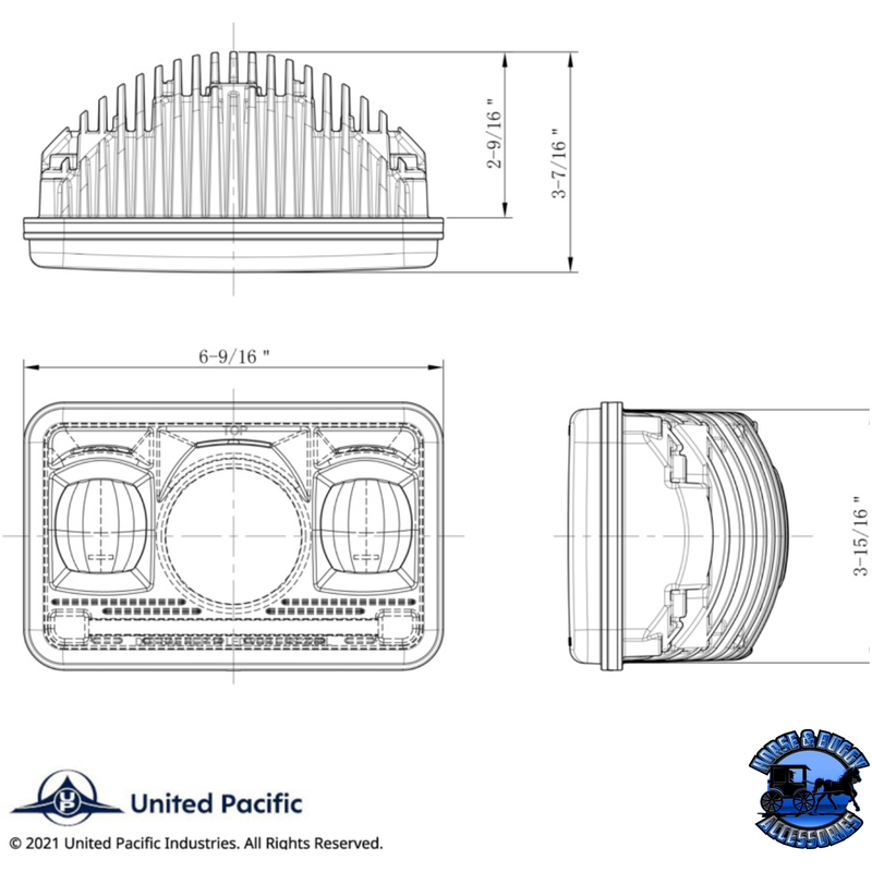 ULTRALIT - 11 HIGH POWER LED 4" X 6" PROJECTION HEADLIGHT (Choose High or Low) LED Headlight Low Beam,High Beam Light Gray