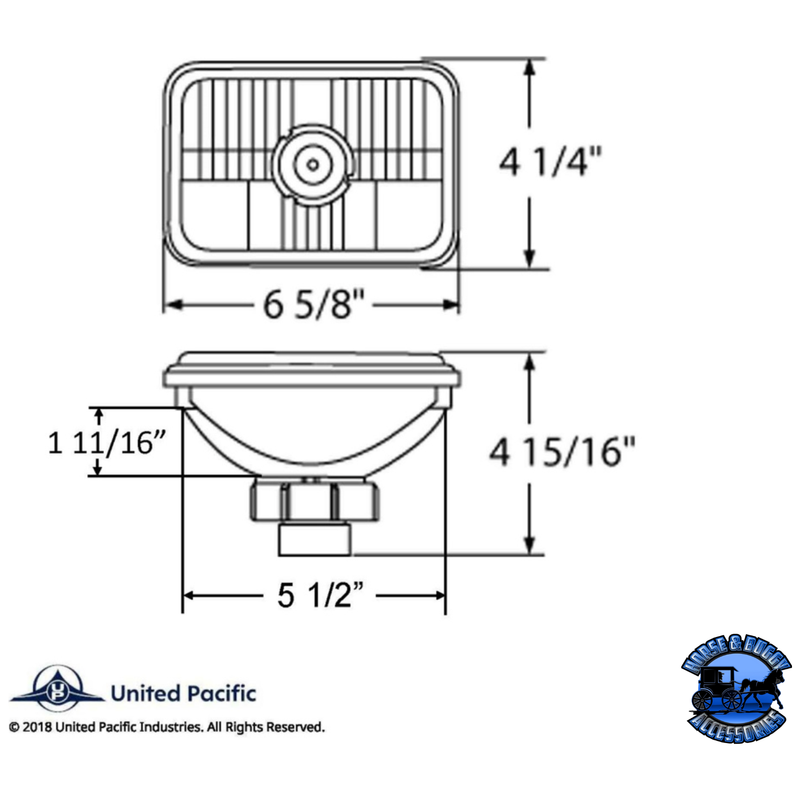 ULTRALIT - 4" X 6" CRYSTAL RECTANGULAR HEADLIGHT, GLASS LENS (Choose High or Low) HEADLIGHT High and Low,High Light Gray