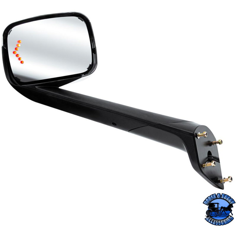 HOOD MIRROR ASSEMBLY W/LED LIGHTS ON MIRROR COVER & GLASS FOR 2018-2024 FREIGHTLINER CASCADIA (Choose Side) Hood Mirror Driver's Side,Passenger's Side Light Gray