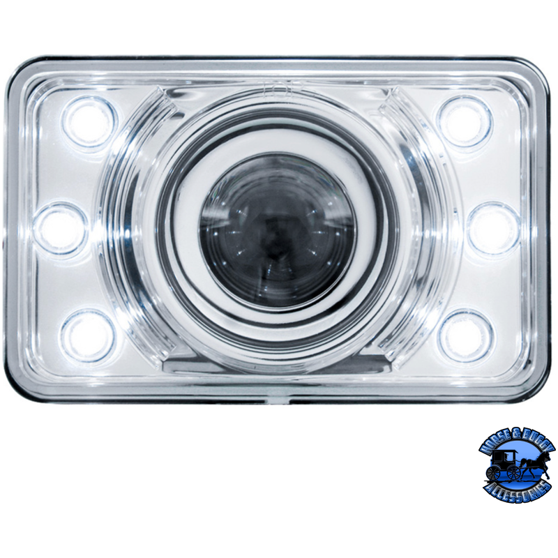 ULTRALIT - 4" X 6" CRYSTAL PROJECTION HEADLIGHT WITH 6 WHITE LED POSITION LIGHT (Choose High or Low) HEADLIGHT Low Light Gray
