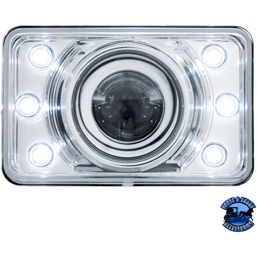 Light Gray ULTRALIT - 4" X 6" CRYSTAL PROJECTION HEADLIGHT WITH 6 WHITE LED POSITION LIGHT (Choose High or Low) HEADLIGHT Low