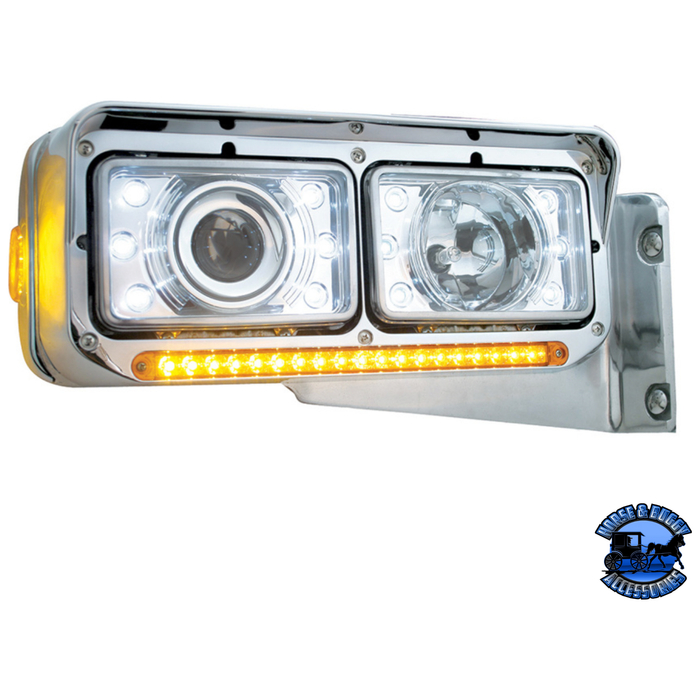 Gray ULTRALIT - 4" X 6" CRYSTAL PROJECTION HEADLIGHT WITH 6 WHITE LED POSITION LIGHT (Choose High or Low) HEADLIGHT Low,High