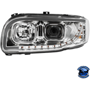 PROJECTION HEADLIGHT WITH LED TURN SIGNAL & LIGHT BAR FOR 2008-2024 PETERBILT 389 (Choose Color) (Choose Side) HEADLIGHT Chrome / Driver's Side,Chrome / Passenger's Side,Black / Driver's Side,Black / Passenger's Side Dark Slate Gray