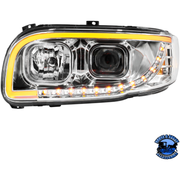 PROJECTION HEADLIGHT WITH LED TURN SIGNAL & LIGHT BAR FOR 2008-2024 PETERBILT 389 (Choose Color) (Choose Side) HEADLIGHT Chrome / Driver's Side,Chrome / Passenger's Side,Black / Driver's Side,Black / Passenger's Side Gray