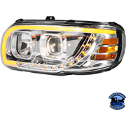 PROJECTION HEADLIGHT WITH LED TURN SIGNAL & LIGHT BAR FOR 2008-2024 PETERBILT 389 (Choose Color) (Choose Side) HEADLIGHT Chrome / Driver's Side,Chrome / Passenger's Side,Black / Driver's Side,Black / Passenger's Side Gray